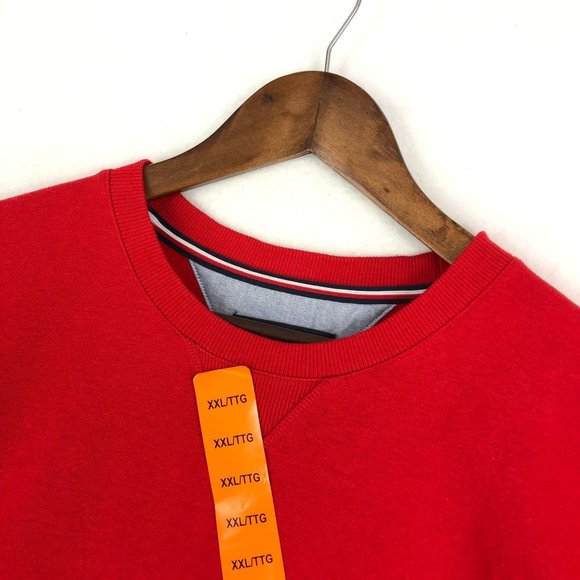 Tommy Hilfiger NWT Men's Size XX-Large Red Fleece Lined Crewneck Sweatshirt - Picture 2 of 10